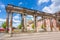 Ancient columns, St. Nicholas` Church and Brandenburg parliament Landtag Potsdam, Germany