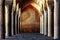 Ancient columns of the Vakil Mosque in Shiraz. Ancient monument of architecture of Iran