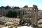 The ancient colums at the palatine hill and roman forum