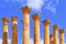 Ancient Corinthian Columns at Temple of Artemis in Jerash, Jordan