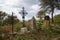 Ancient crosses and thombstones on the The Old cemetery - Necropolis. Historical part of Pyatigorsk