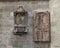 Ancient crucifixion reliefs on the outside wall of Saint Stephen`s Cathedral, Vienna, Austria