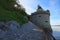 Ancient defense tower. Mont Saint Michel Abbey. Spring morning landscape. Normandy, France, Europe