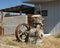 Ancient deteriorating oil field pump in Marfa, Texas.