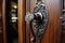 Ancient door handle on old door