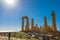 Ancient doric architecture of Acropolis Temple of Juno. Valley of the Temples in Agrigento on Sicily