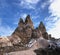 Ancient dwellings hollowed out in volcanic rock in Cappadocia, Turkey.