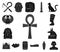 Ancient Egypt black icons in set collection for design. The reign of Pharaoh vector symbol stock web illustration.