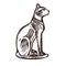 Ancient Egypt cat, sacred animal deity god, sketch
