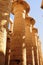 Ancient Egypt. The columns are decorated with carved hieroglyphs. Karnak Temple.