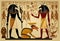 Ancient Egypt. Concept of a next world. Anubis and pharaoh sarcophagus. Egyptian gods, mythology created by generative AI