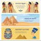 Ancient Egypt culture set of banners with history symbols vector illustrations.