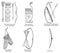 Ancient Egypt, Greek, Chinese, Indian, Amerindian and African bow, arrows and quiver old engraving