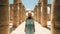 Ancient Egypt-inspired Landscape Photography: Woman In Long Dress Amidst Pillars