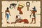 Ancient Egypt symbols on papyrus