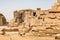 Ancient egyptian architecture ruins. hieroglyphs and columns of the Temple of Horus at Edfu, in Egypt