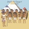 Ancient egyptian army of old kingdom cartoon