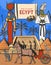 Ancient Egyptian gods, Sphynx, pyramids and temple