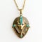 Ancient Egyptian Pharaoh Face Necklace - Gold And Turquoise Locket