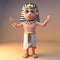 Ancient Egyptian pharaoh Tutankhamun addresses the people, 3d illustration