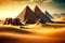 ancient egyptian pyramids among sandy african desert