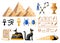 Ancient Egyptian symbols and decoration Egypt flat icons illustration on white background web site page and mobile app desi