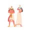 Ancient Egyptians Pharaoh And Woman With Jug Stand Together, Characters Depicting Royal Authority, Vector Illustration