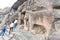 Ancient Elephant Stone Relief at Ajanta Caves