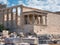 Ancient Erechtheion Caryatids in Acropolis on sunny day