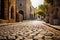 Ancient European Town Cobblestone Road