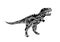 Ancient extinct jurassic carnotaurus dinosaur vector illustration ink painted, hand drawn grunge prehistoric t-rex reptile, black