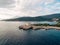 The ancient fort Arza at the entrance to the Bay of Kotor in Montenegro, in the Adriatic Sea, on the peninsula of