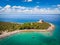 The ancient fort Arza at the entrance to the Bay of Kotor in Montenegro, in the Adriatic Sea, on the peninsula of Lustica