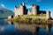 Ancient fort or castle on island near lake scenic nature.