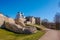 Ancient fortress in the city of Izborsk, Pskov region, Russia. Temples on the territory