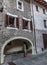 Ancient fountain in the medieval village of Bard in Valle D`Aosta