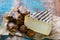 Ancient french cheese Tomme de Montagne and dried figs with figs