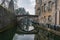 Ancient French classic medieval town with river and stone bridge, Dole, Burgundy, France