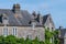 Ancient French classic medieval town with stone houses and glass windows