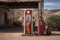 Ancient gas pump in the setting of an retro gas station