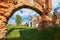 Ancient Gate, arches and ruins of the old Carthusian monastery 1648-1666 years in Bereza city, Brest region, Belarus