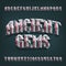 Ancient Gems 3D alphabet font. Vintage silver letters and numbers with shadow.
