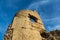 Ancient Genoese tower Cembalo on sky background