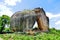 Ancient Giant Stone Lions Ruins in the City of Mingun, Sagaing, Myanmar in Summer