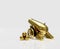 Ancient golden cannon. 3d Illustration of vintage cannon. Medieval weapons