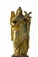 Ancient golden sculpture of angel with cross