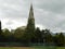 Ancient gothic church surrounded by green trees in the Lake District