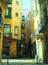 Ancient gothic quarter of barcelona, painting