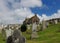 Ancient Gravestones And Old Chapel At Barnoon Cemetery St Ives Cornwall England