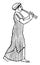 Ancient Grecian Female with Double Flute, vintage illustration